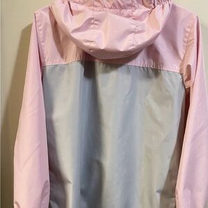 Eddie Bauer Girls Large 14/16 Pink Gray Zipped Hooded Windbreaker Jacket